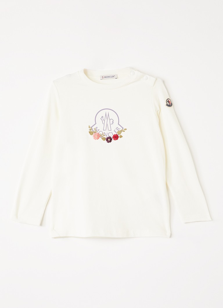 Moncler Meisjes Longsleeve met logoprint in de kleur Gebroken wit, maat: 3A=98