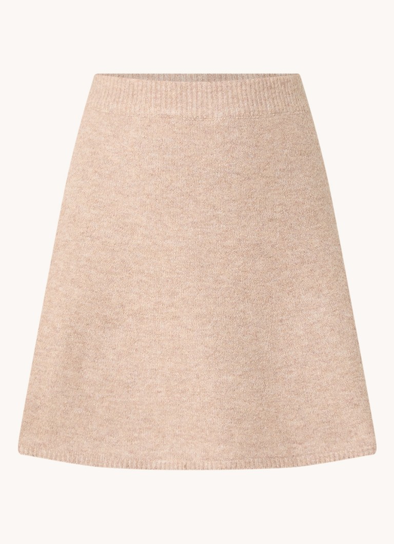 Neo Noir Dames Gisa fijngebreide minirok in wolblend in de kleur Beige, maat: 40