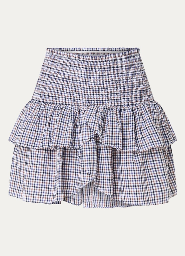 Neo Noir Dames Carin mini plooirok met smockwerk in de kleur Donkerblauw, maat: 38