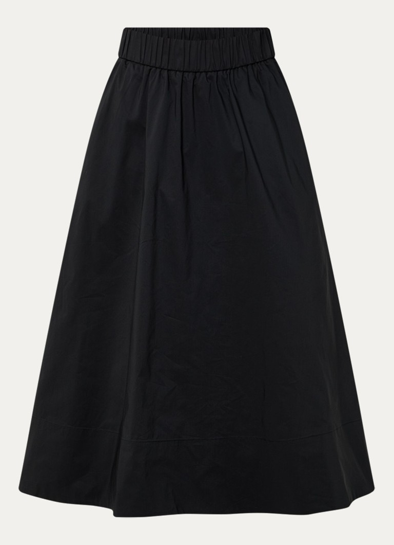 Neo Noir Dames Yara midi A-lijn rok met steekzakken in de kleur Zwart, maat: 38