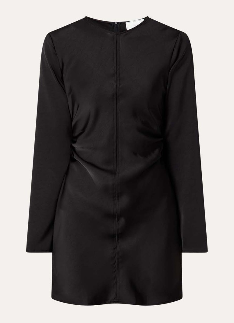 Neo Noir Dames Jumari mini jurk van satijn met plooidetail in de kleur Zwart, maat: 40