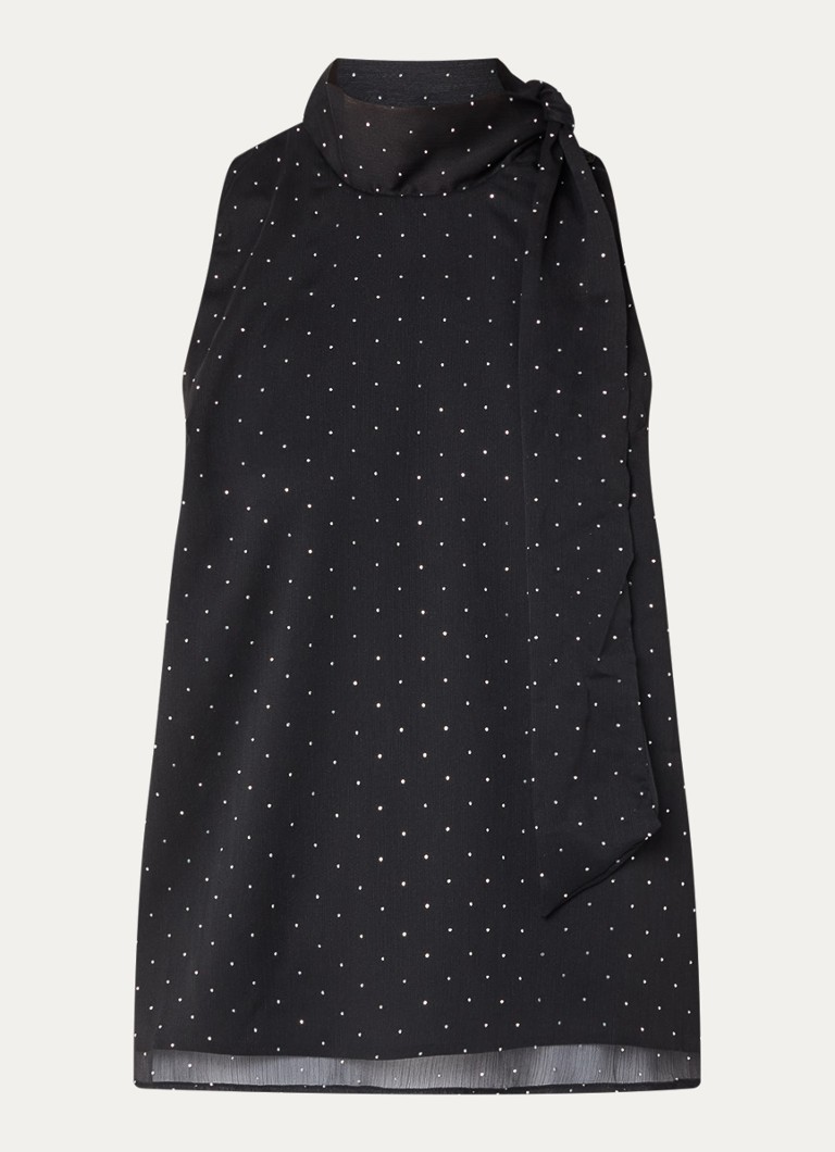 Neo Noir Dames Lorelei top van crêpe met strass in de kleur Zwart, maat: 34