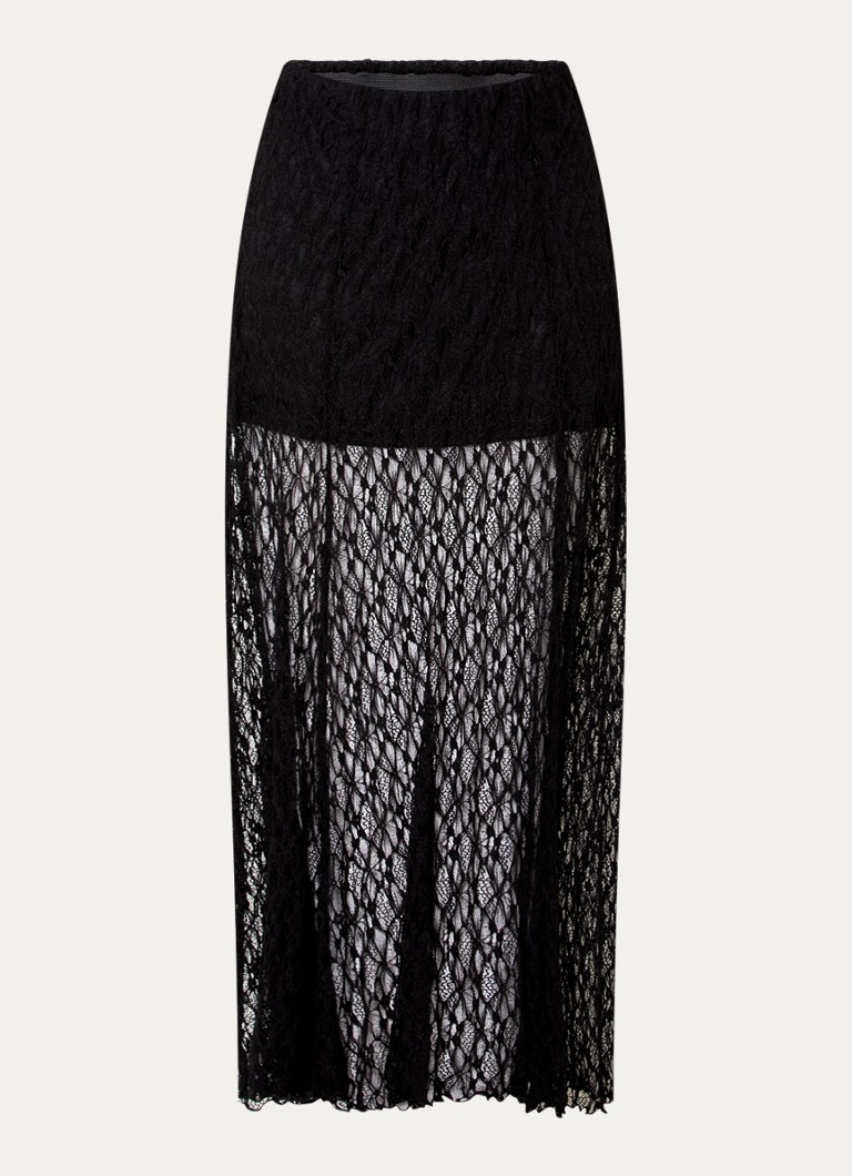 Neo Noir Dames Mariya semi-transparante maxi rok met details van kant in de kleur Zwart, maat: 34
