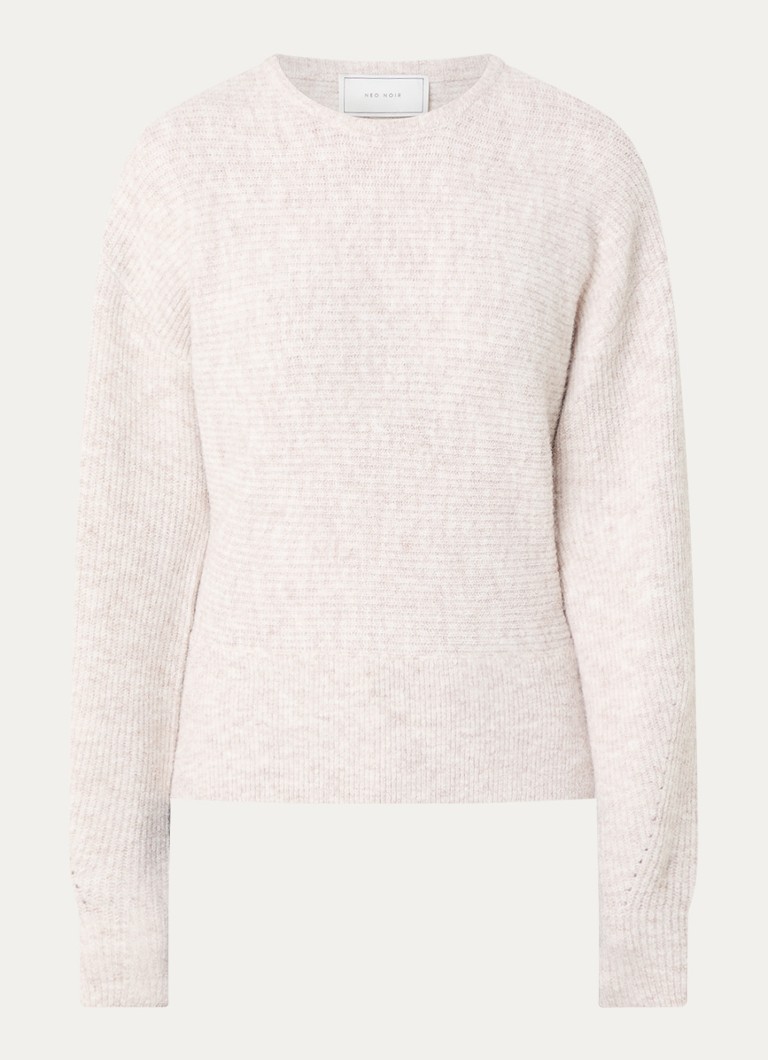 Neo Noir Dames Turuna grofgebreide pullover in wolblend in de kleur Beige, maat: 40