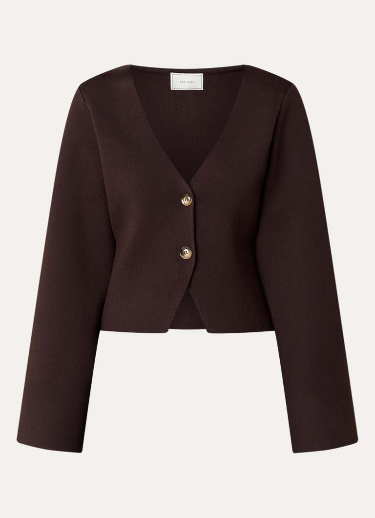 Neo Noir Dames Fulvia fijngebreid vest met V-hals in de kleur Donkerbruin, maat: 34