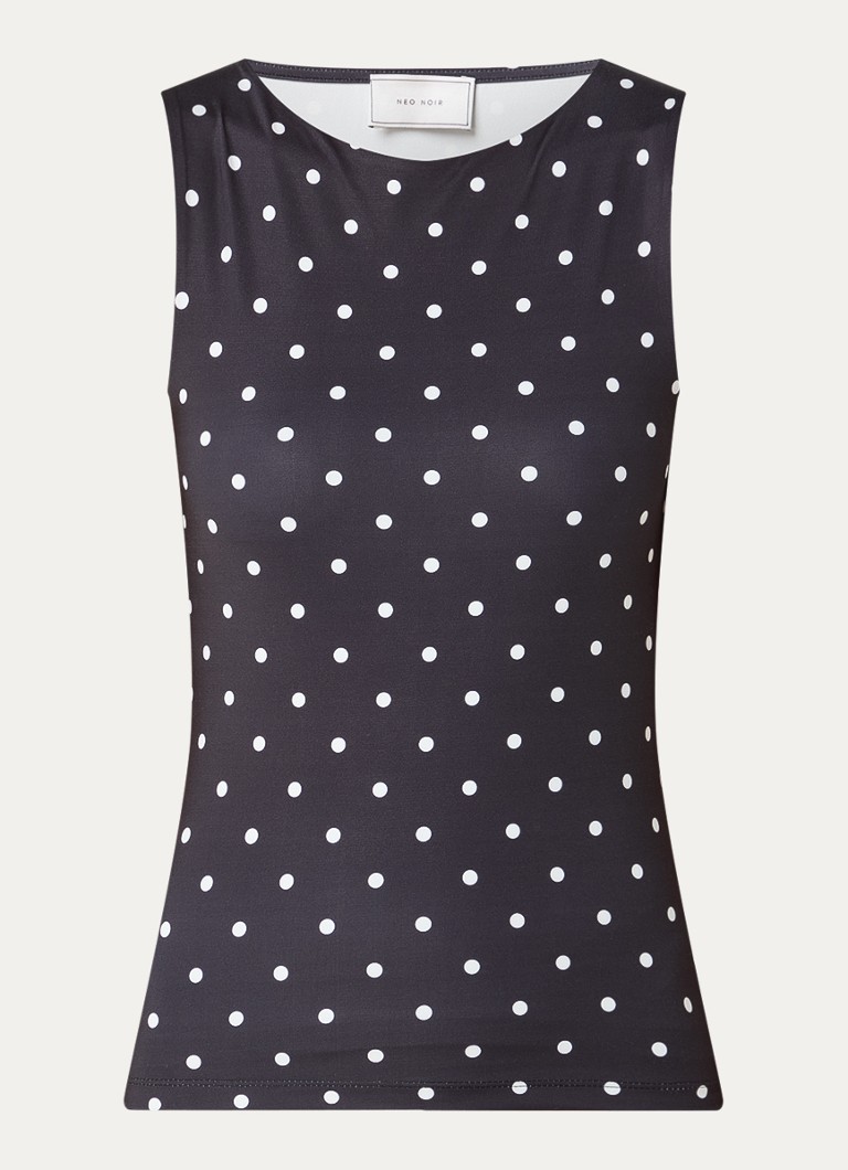 Neo Noir Dames Ditty top met stippenprint in de kleur Zwart, maat: 38