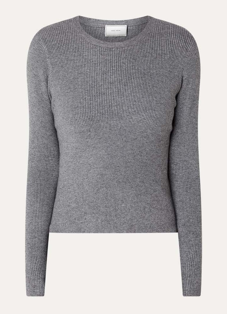 Neo Noir Dames Kirrera ribgebreide top met stretch in de kleur Middengrijs, maat: 42