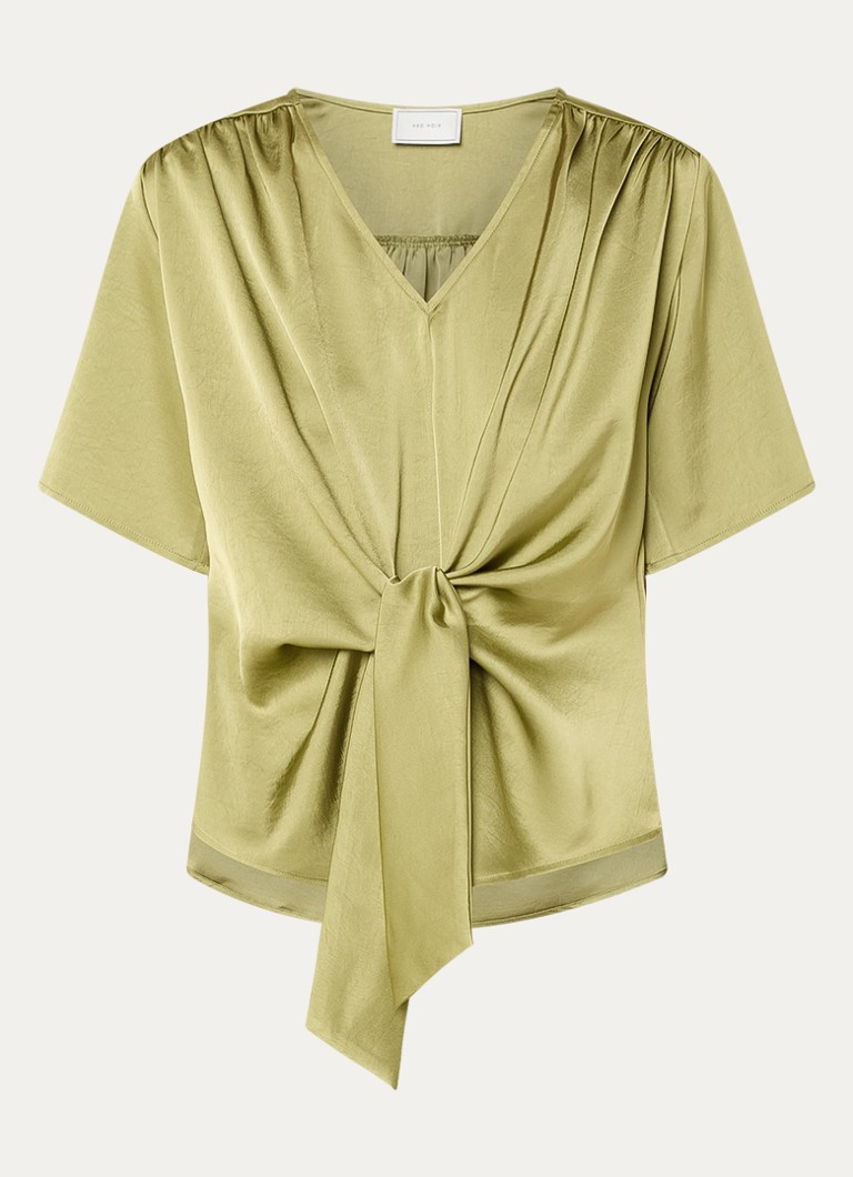Neo Noir Dames Casadia tuniek van satijn met gestrikt detail in de kleur Mosgroen, maat: 40