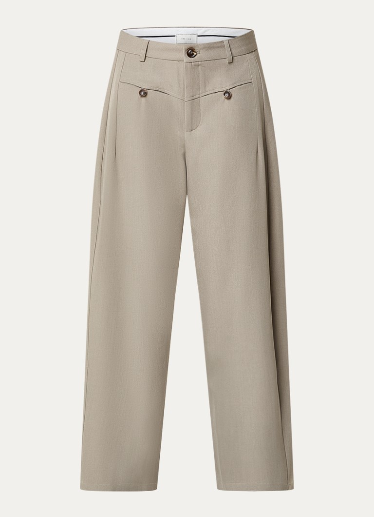 Neo Noir Dames Massie high waist wide fit pantalon met steekzakken in de kleur Zand, maat: 34