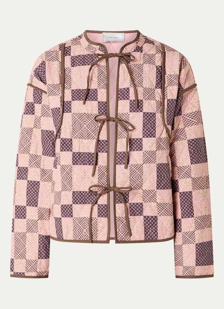 Neo Noir Dames Calah gewatteerd jack met quilt patroon en print in de kleur Lichtroze, maat: 42