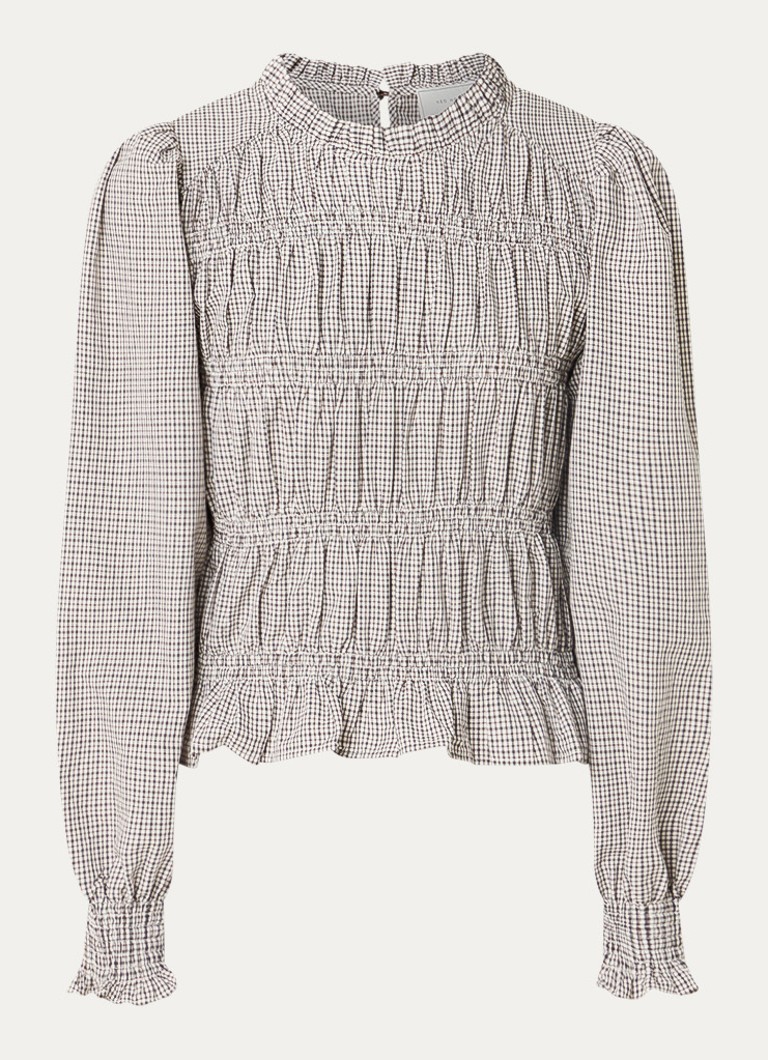 Neo Noir Dames Marcia tuniek met opstaande kraag en ballonmouw in de kleur Bruin, maat: 34