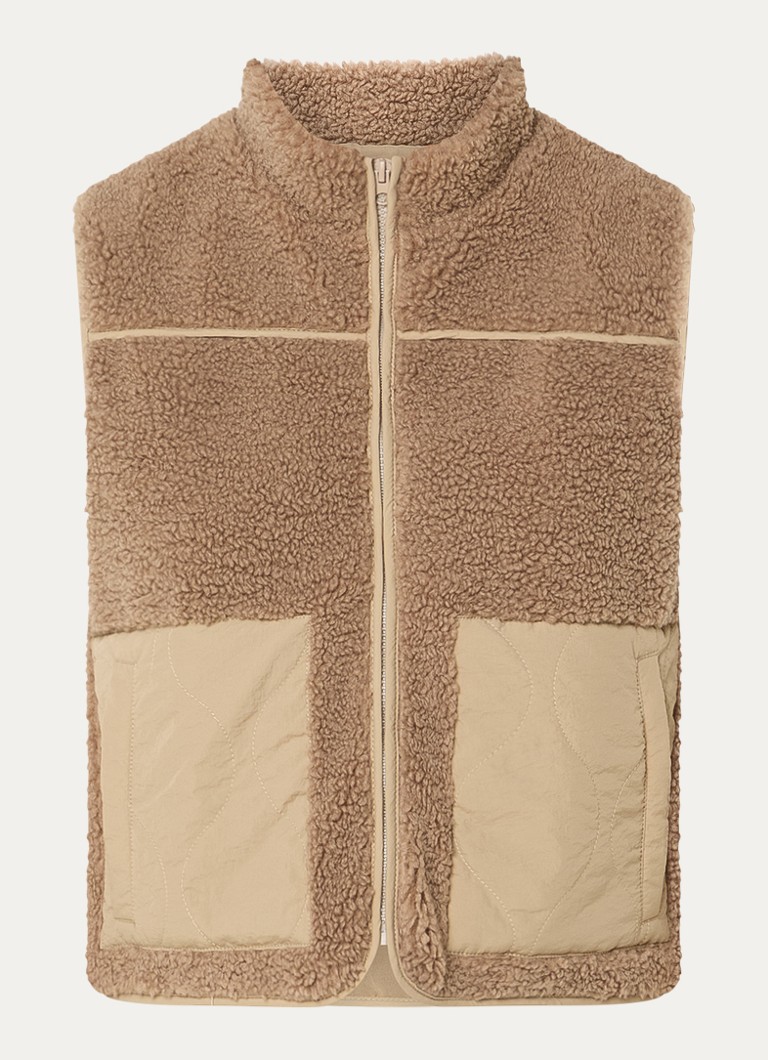 Neo Noir Dames Scout bodywarmer van imitatiebont met steekzakken in de kleur Zand, maat: 42