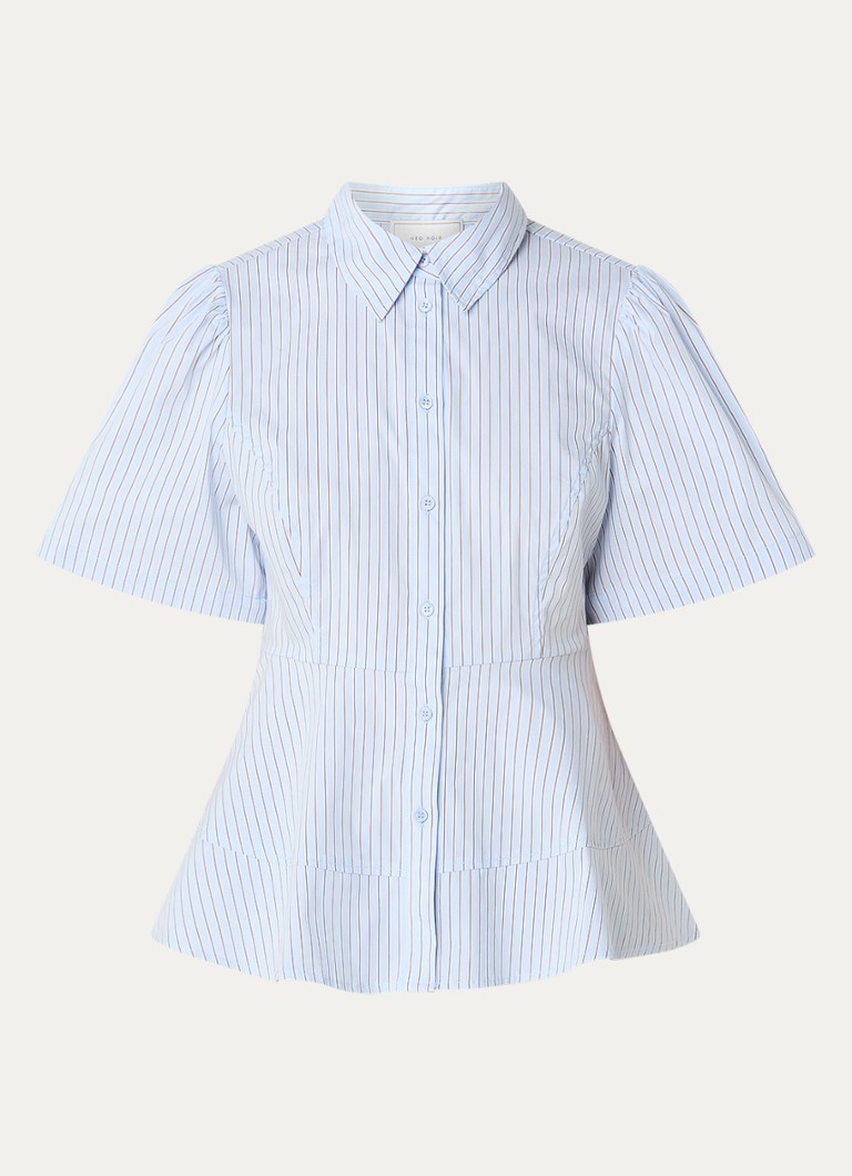 Neo Noir Dames Janelle blouse met streepprint in de kleur Lichtblauw, maat: 40