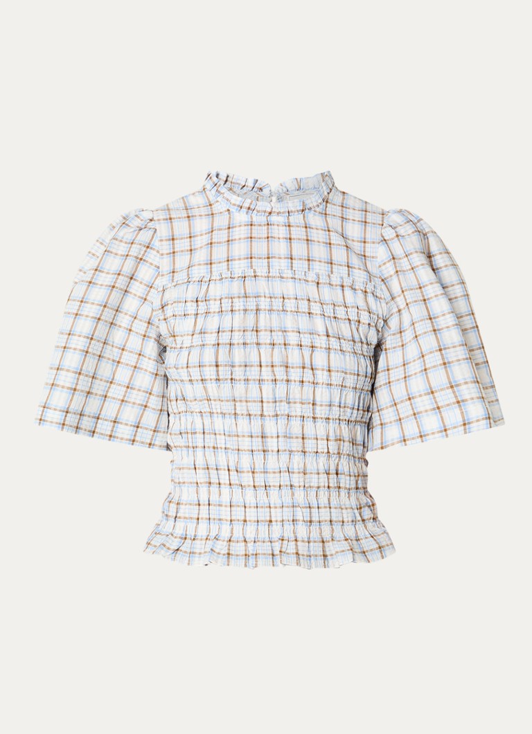 Neo Noir Dames Possini tuniek met ruitdessin in de kleur Lichtblauw, maat: 42