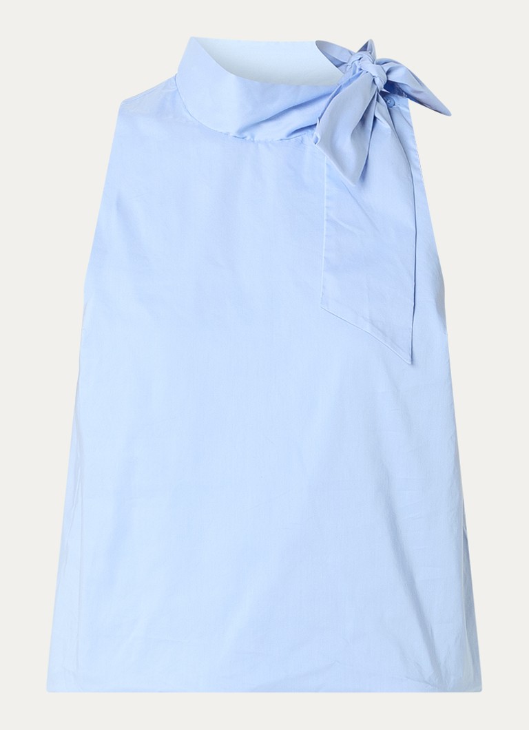 Neo Noir Dames Veda mouwloze top met sjaalkraag in de kleur Lichtblauw, maat: 40