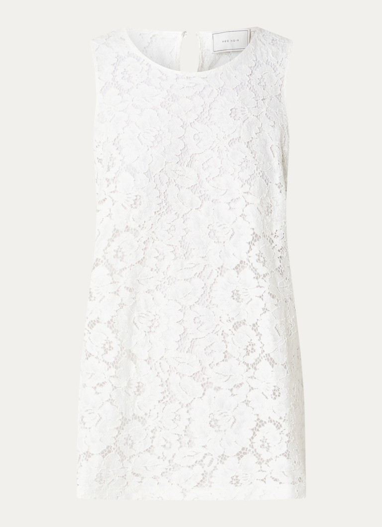 Neo Noir Dames Vivien semi-transparante top met broderie in de kleur Gebroken wit, maat: 34