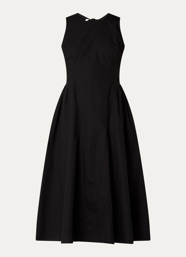 Neo Noir Dames Zora midi A-lijn jurk met steekzakken in de kleur Zwart, maat: 40