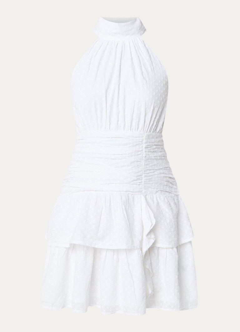 Neo Noir Dames Amaris mini jurk met sjaalkraag in de kleur Wit, maat: 42