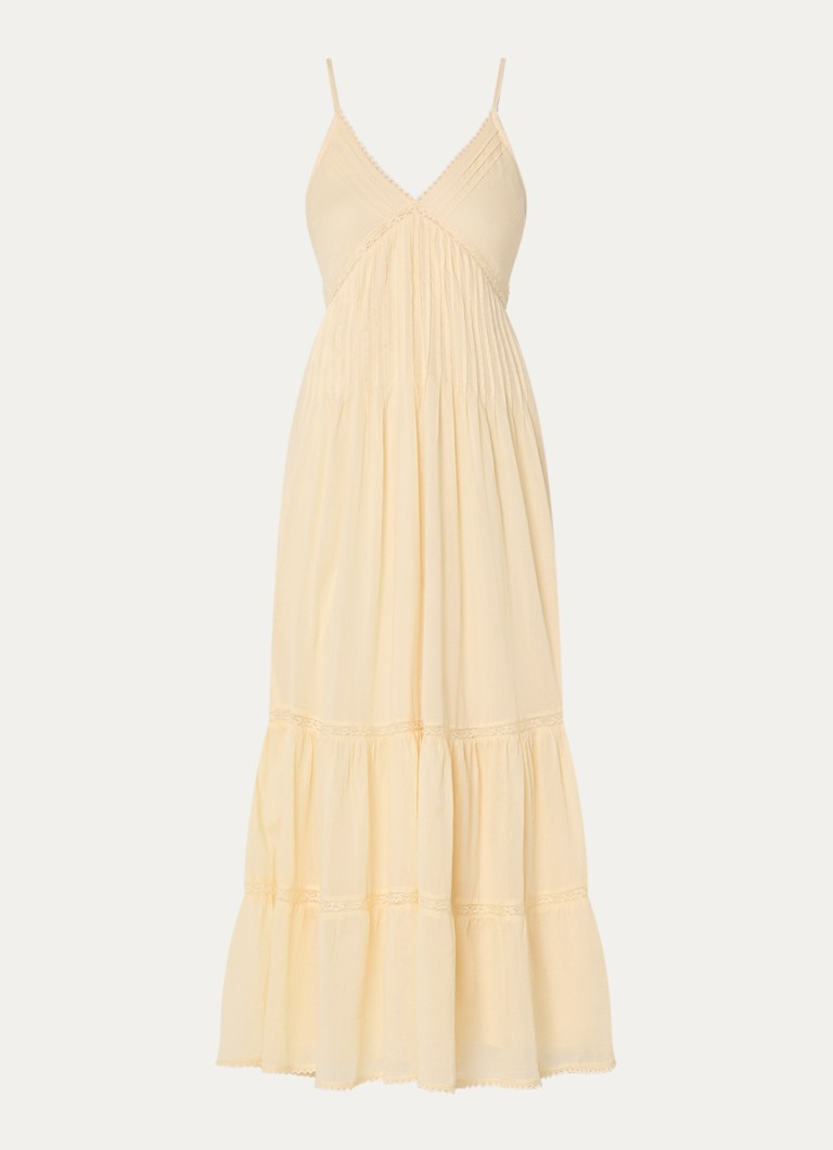 Neo Noir Dames Elorie maxi jurk met broderie in de kleur Lichtgeel, maat: 42