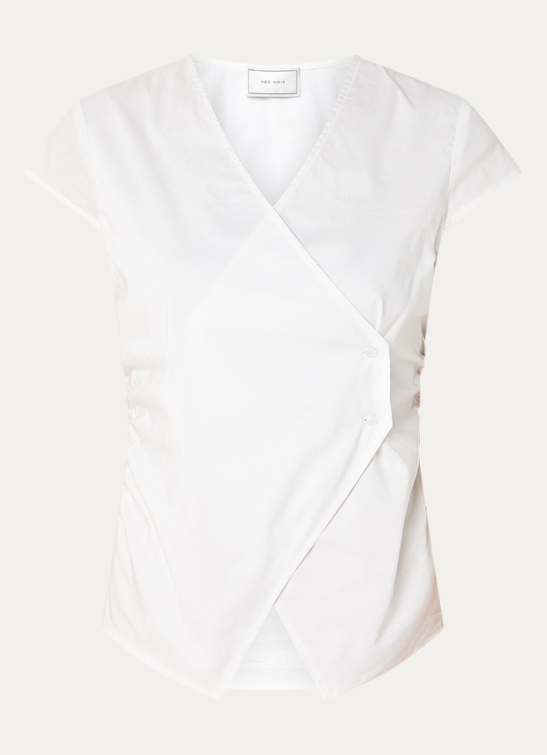 Neo Noir Dames Fidi wikkel top met smockwerk in de kleur Wit, maat: 40