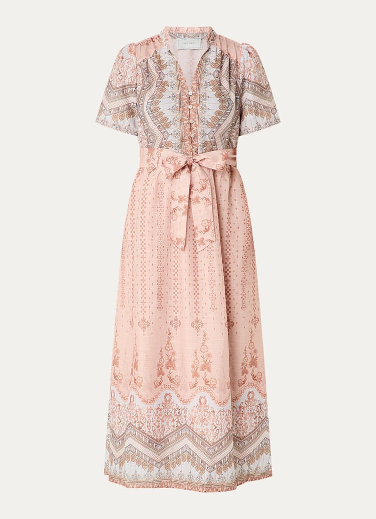 Neo Noir Dames Moviana maxi jurk met grafische print in de kleur Oudroze, maat: 42