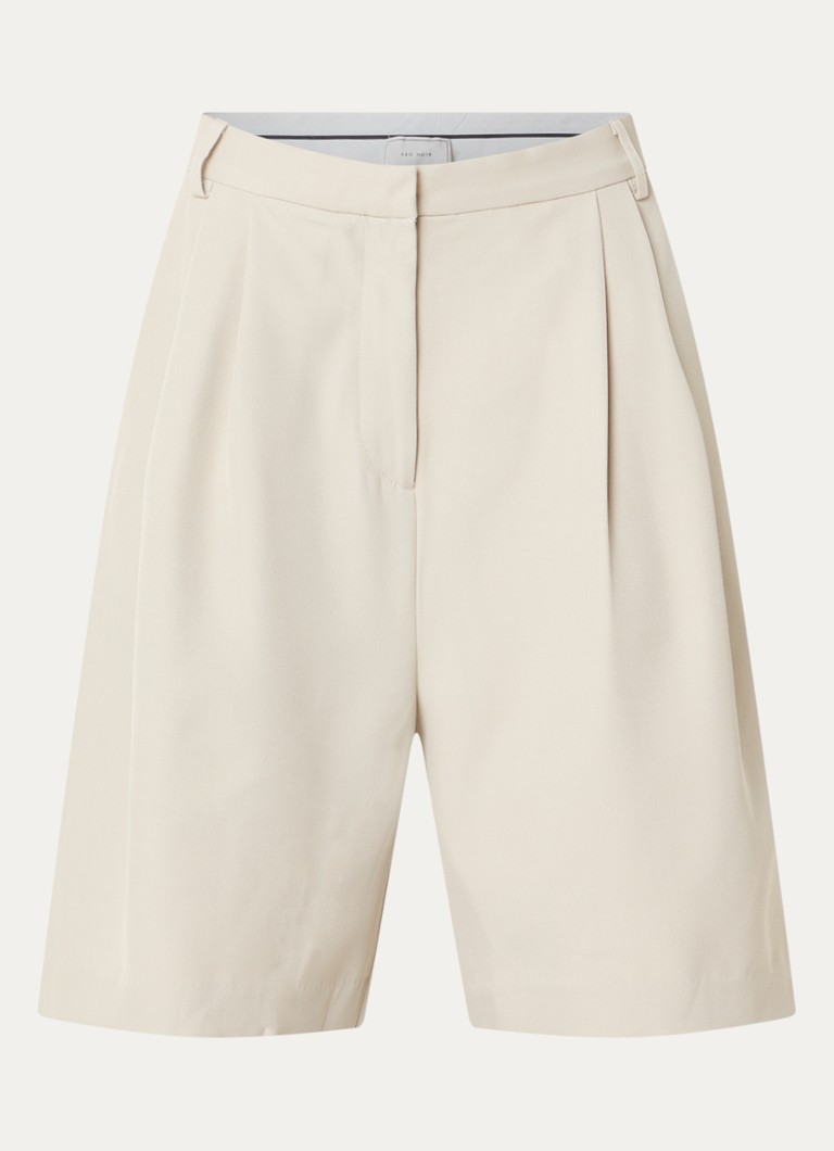 Neo Noir Dames Nika high waist wide fit korte broek met steekzakken in de kleur Beige, maat: 44
