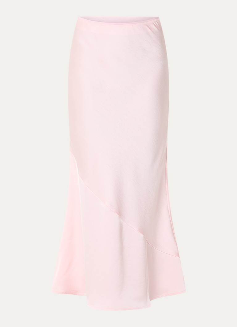 Neo Noir Dames Ninad high waist midi A-lijn rok van satijn in de kleur Lichtroze, maat: 34