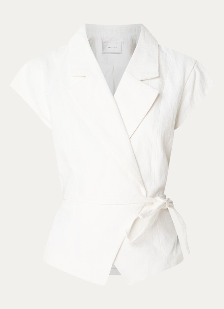 Neo Noir Dames Salima gilet met strikceintuur in de kleur Gebroken wit, maat: 36
