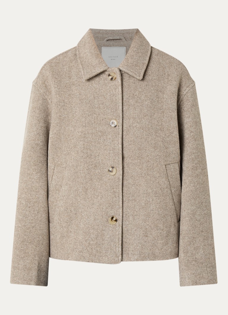 Neo Noir Dames Hamra jack in wolblend met kraag in de kleur Beige, maat: 34