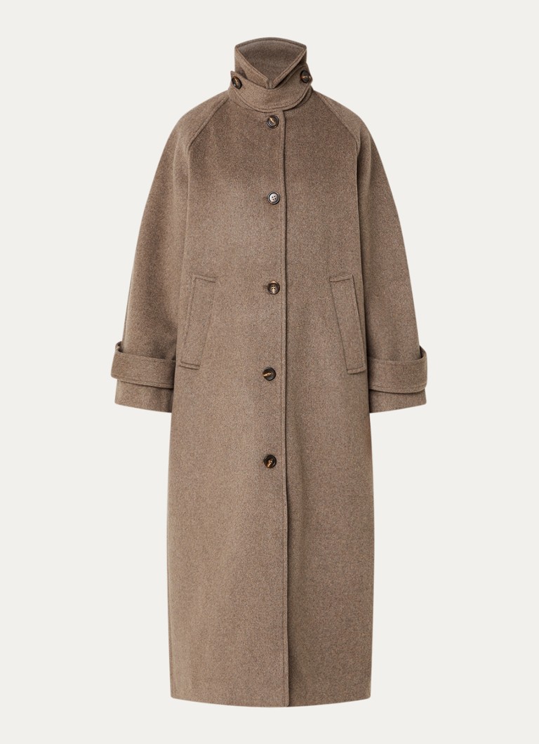 Neo Noir Dames Keaton mantel van wol met steekzakken in de kleur Lichtbruin, maat: 34