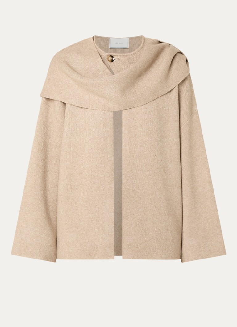 Neo Noir Dames Wals fijngebreid vest met sjaalkraag in de kleur Beige, maat: 36