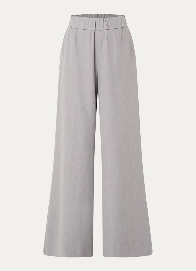 Neo Noir Dames Janel high waist wide fit pantalon met steekzakken in de kleur Lichtgrijs, maat: 36