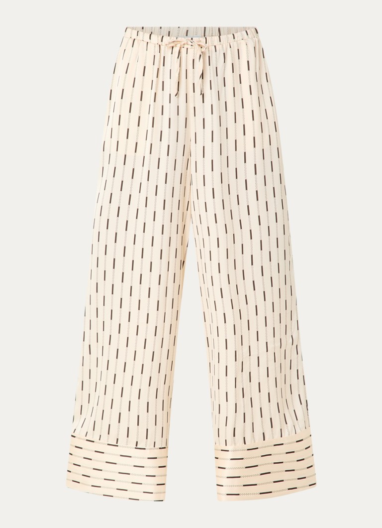 Neo Noir Dames Sora high waist wide fit pantalon met print in de kleur Creme, maat: 42