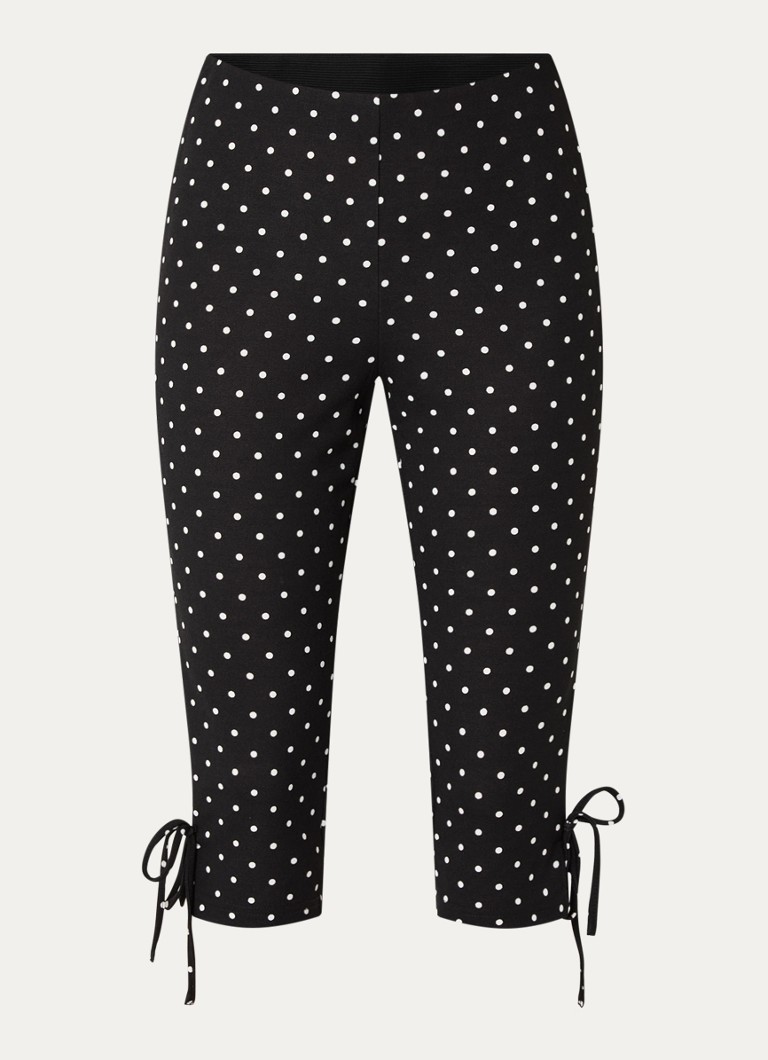 Neo Noir Dames Juan high waist skinny fit korte legging met stippenprint in de kleur Zwart, maat: 40