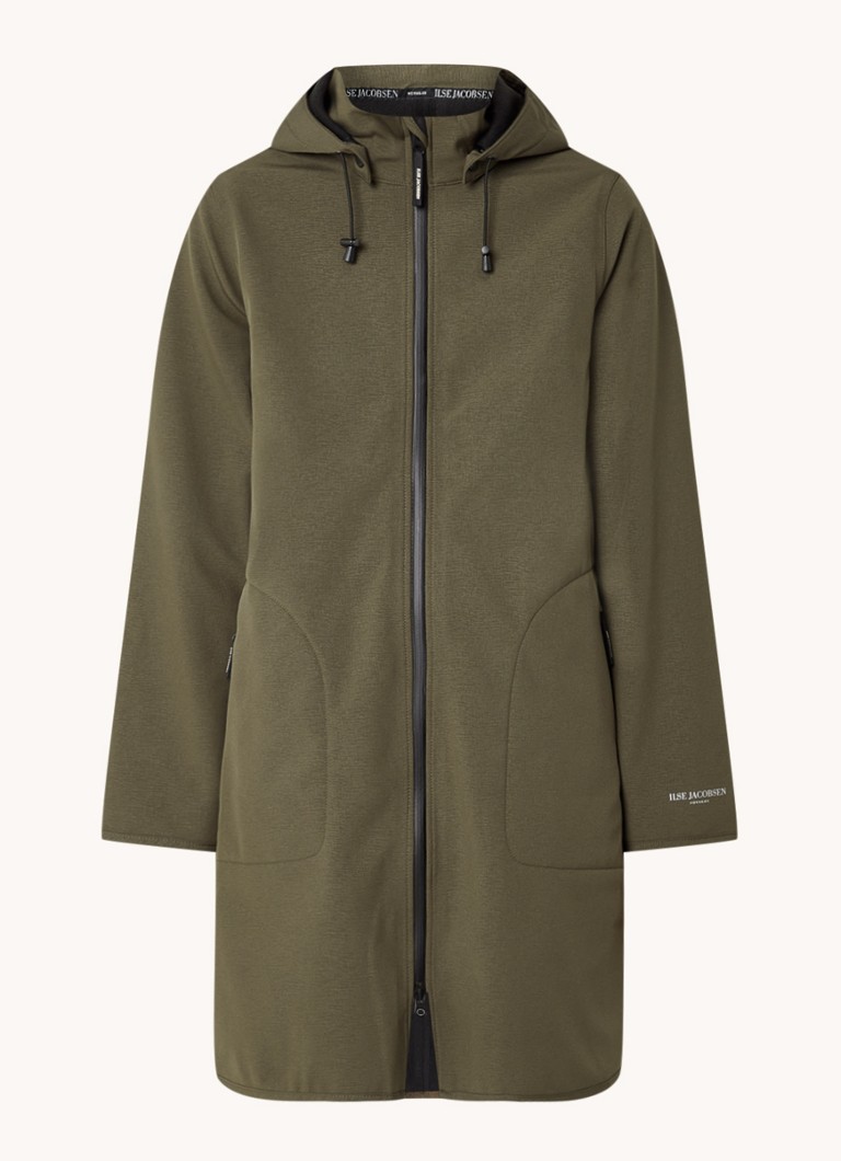 Ilse Jacobsen Dames Softshell regenjas met ritszakken in de kleur Donkergroen