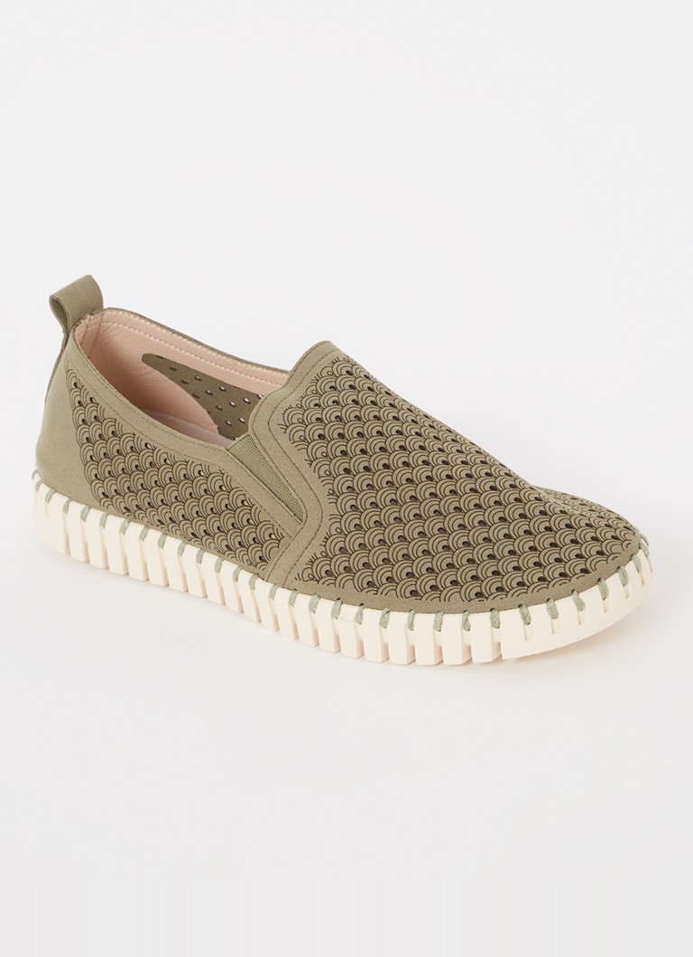 Ilse Jacobsen Heren Tulip slip-on met cut-out detail in de kleur Mosgroen