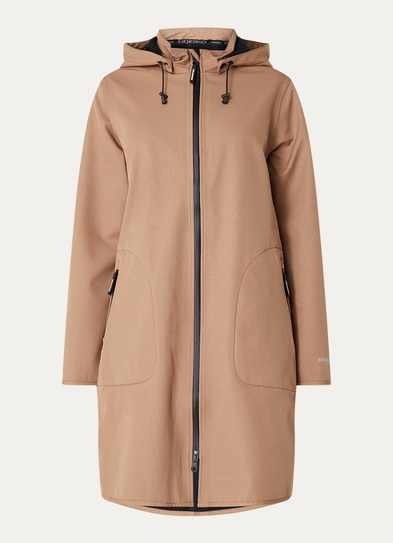Ilse Jacobsen Dames Rain128 softshell regenjas met afneembare capuchon in de kleur Beige