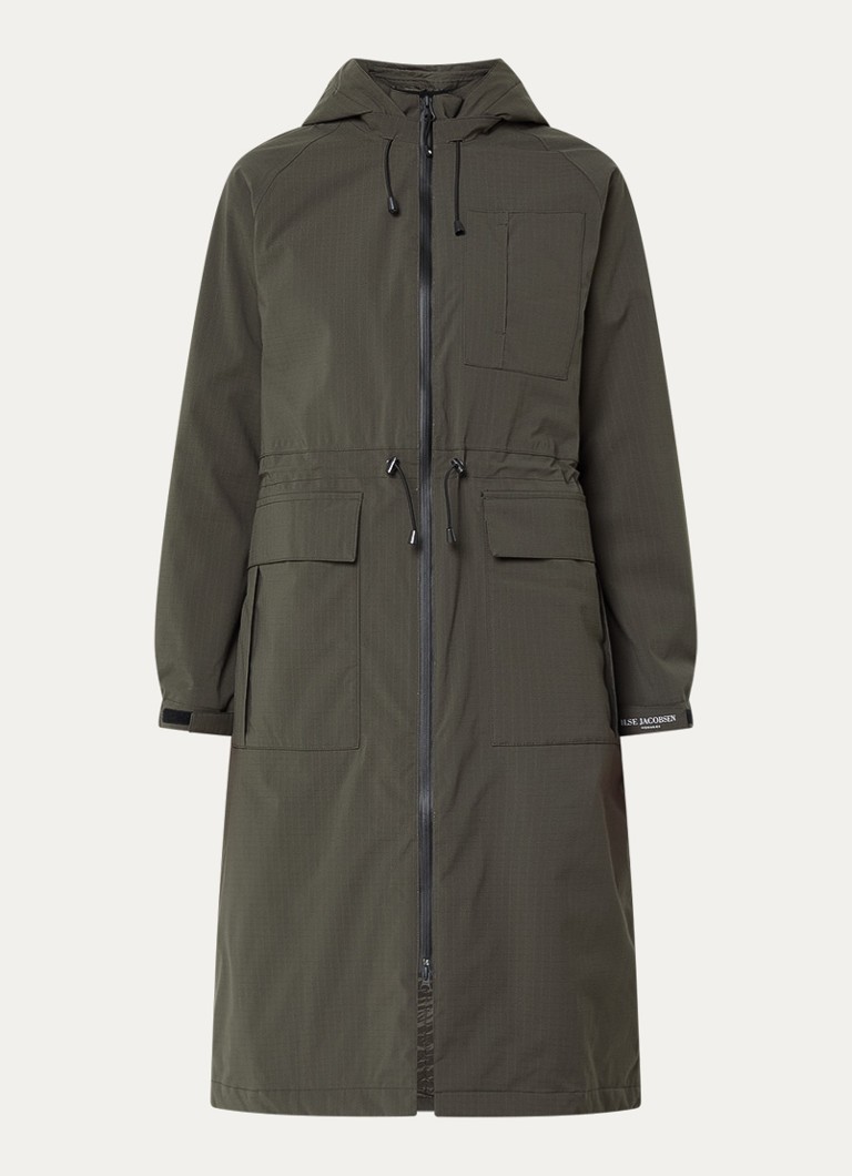 Ilse Jacobsen Dames Thermy parka met afneembare capuchon in de kleur Bronsgroen