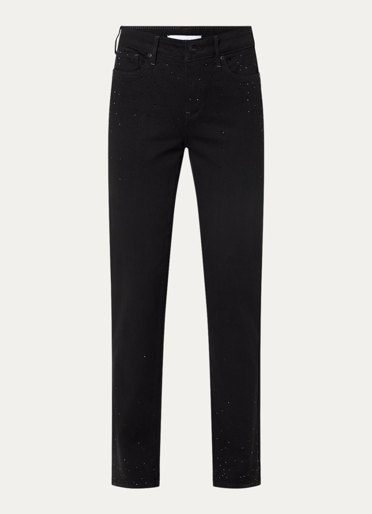 NYDJ Dames Marylin high waist straight leg jeans met strass in de kleur Zwart