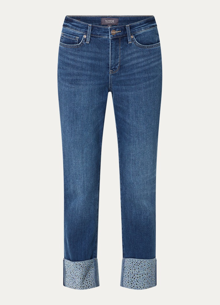 NYDJ Dames Sheri mid waist slim fit jeans met strass in de kleur Indigo