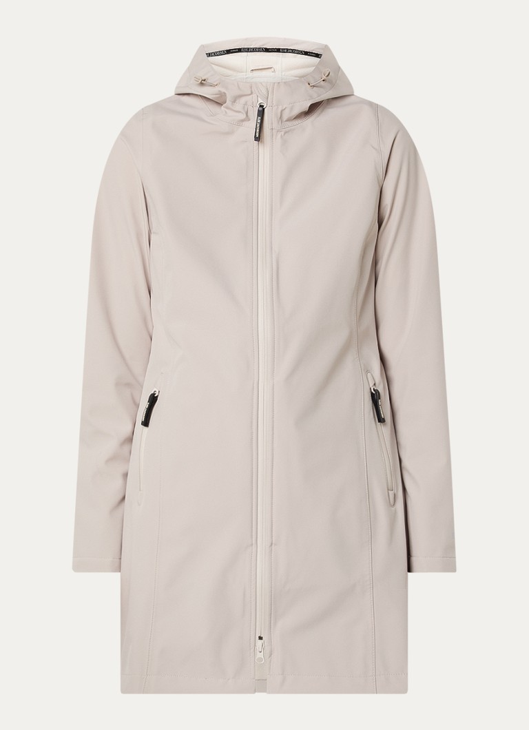 Ilse Jacobsen Dames Regenjas met capuchon en ritszakken in de kleur Beige