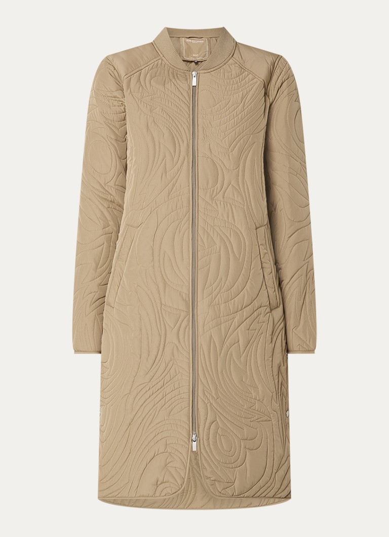 Ilse Jacobsen Dames Gewatteerde jas met quilt patroon en steekzakken in de kleur Khaki
