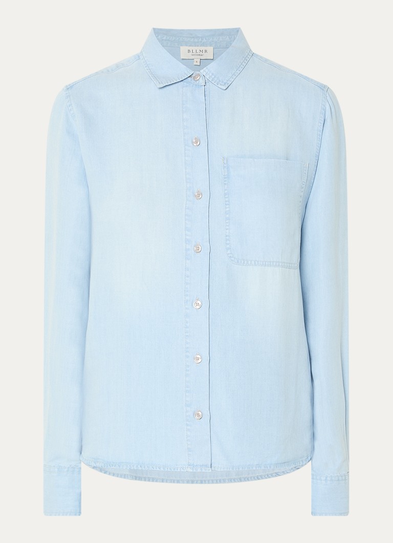 BLLMR Dames Bodi blouse met borstzak in de kleur Lichtblauw