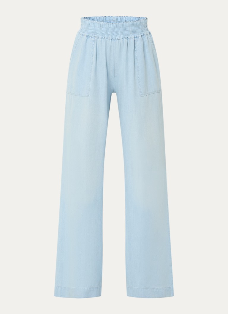 BLLMR Dames Stella high waist wide fit broek van chambray in de kleur Lichtblauw