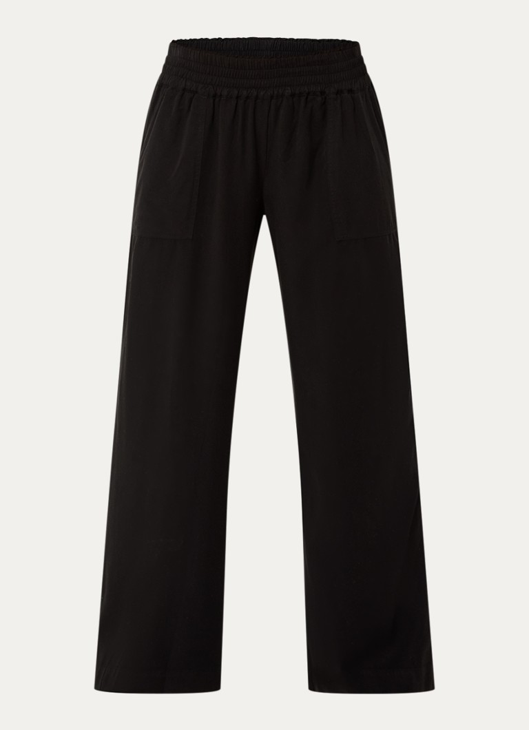 BLLMR Dames Stella high waist straight fit pantalon met opgestikte zakken in de kleur Zwart
