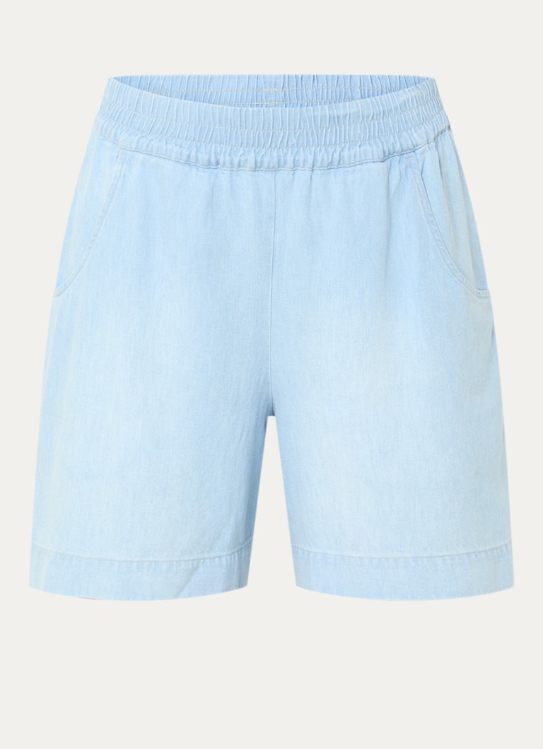 BLLMR Dames Evy mid waist straight fit korte broek in linnenblend in de kleur Lichtblauw