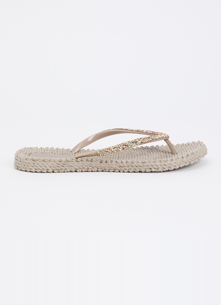 Ilse Jacobsen Dames Cheerful slipper met strass in de kleur Taupe
