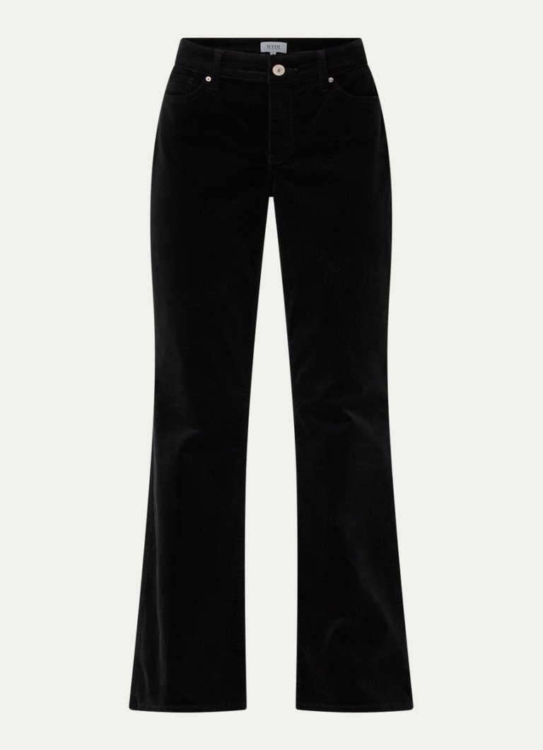 NYDJ Dames Brooklyn high waist straight fit broek van corduroy in de kleur Zwart