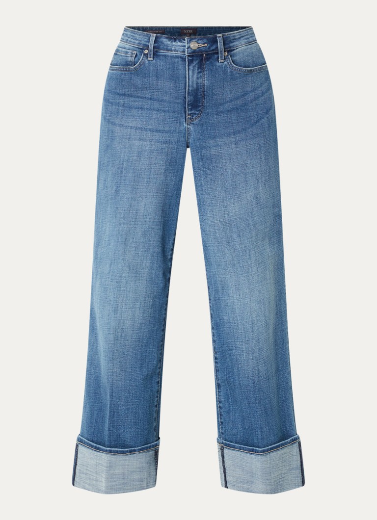 NYDJ Dames Teresa high waist wide leg cropped jeans met lichte wassing in de kleur Indigo
