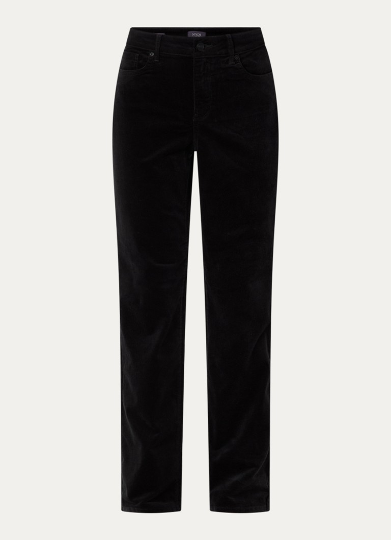 NYDJ Dames Marilyn straight fit mid waisted pantalon van corduroy in de kleur Zwart